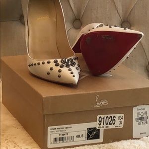 Christian Louvoutin White Door knock 120 heel
